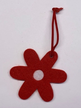 Filzblume rot, mit weissem Punkt